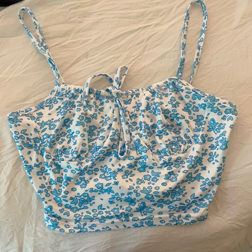 blue floral tank